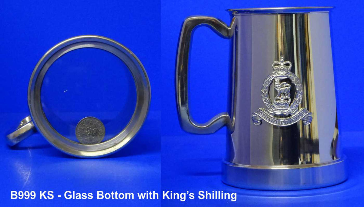 PEWTER TANKARD B999 KS - Glass Bottomed with King's Shilling