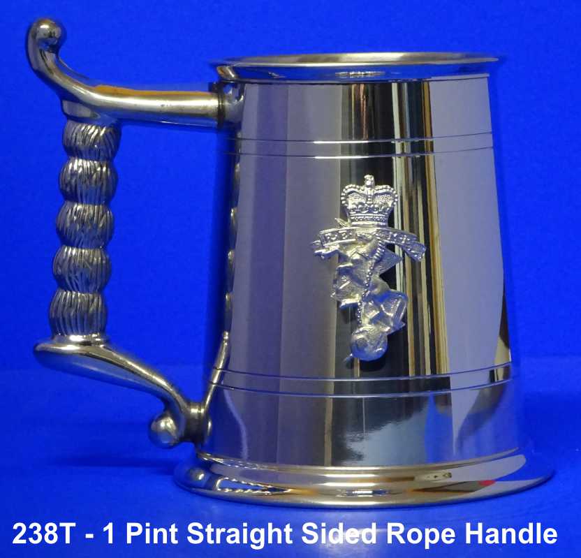 PEWTER TANKARD 238T - 1 Pint Straight Sided Rope Handle
