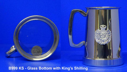 PEWTER TANKARD B999 KS - Glass Bottomed with King's Shilling