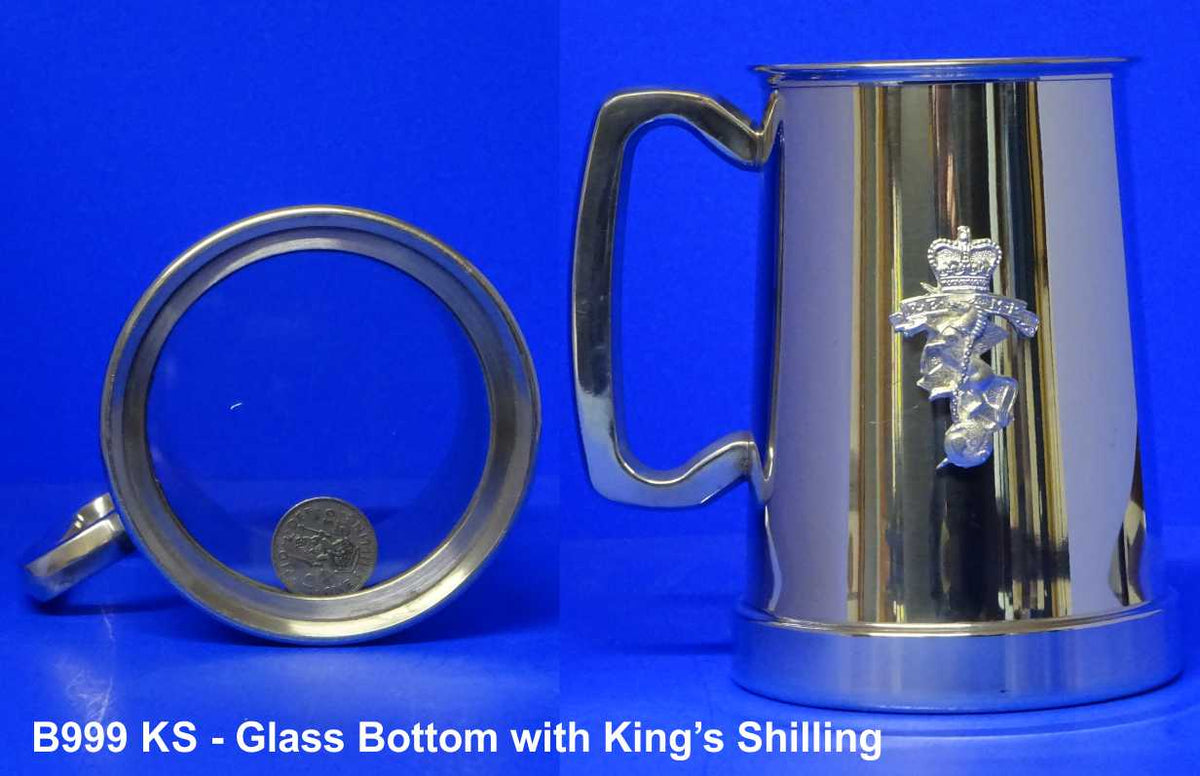 PEWTER TANKARD B999 KS - Glass Bottomed with King's Shilling