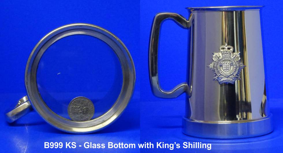 PEWTER TANKARD B999 KS - Glass Bottomed with King's Shilling